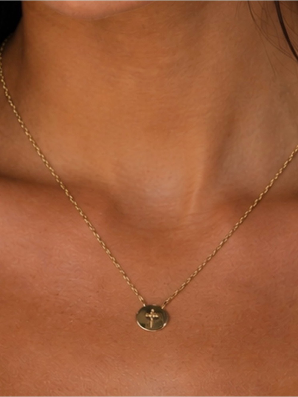 Argento Vivo Gold Plated Sterling Silver Cross Oval Pendant Necklace